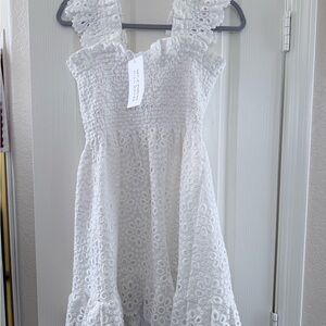 Hill House x Net- A- Porter  Ivory Eyelet Dress
